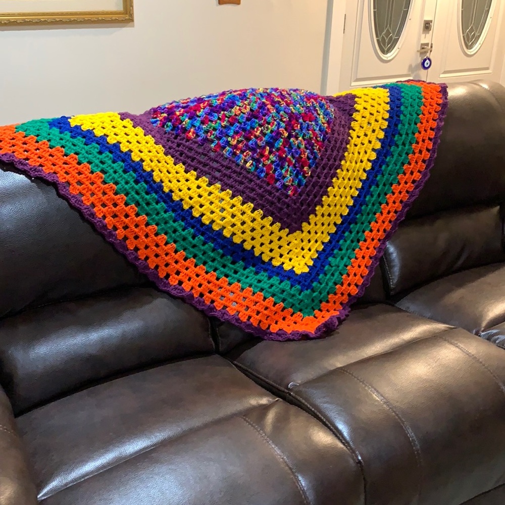 Vibrant kaleidoscope crochet quilt/throw